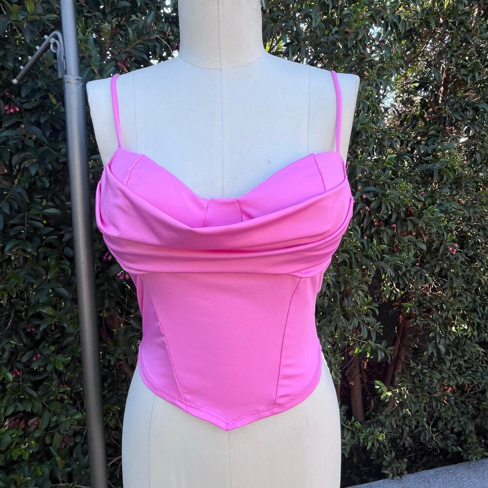 Vintage Y2K Studio 1011 Pink Corset Cami Top Women’s Size M Draped Bust Bustier